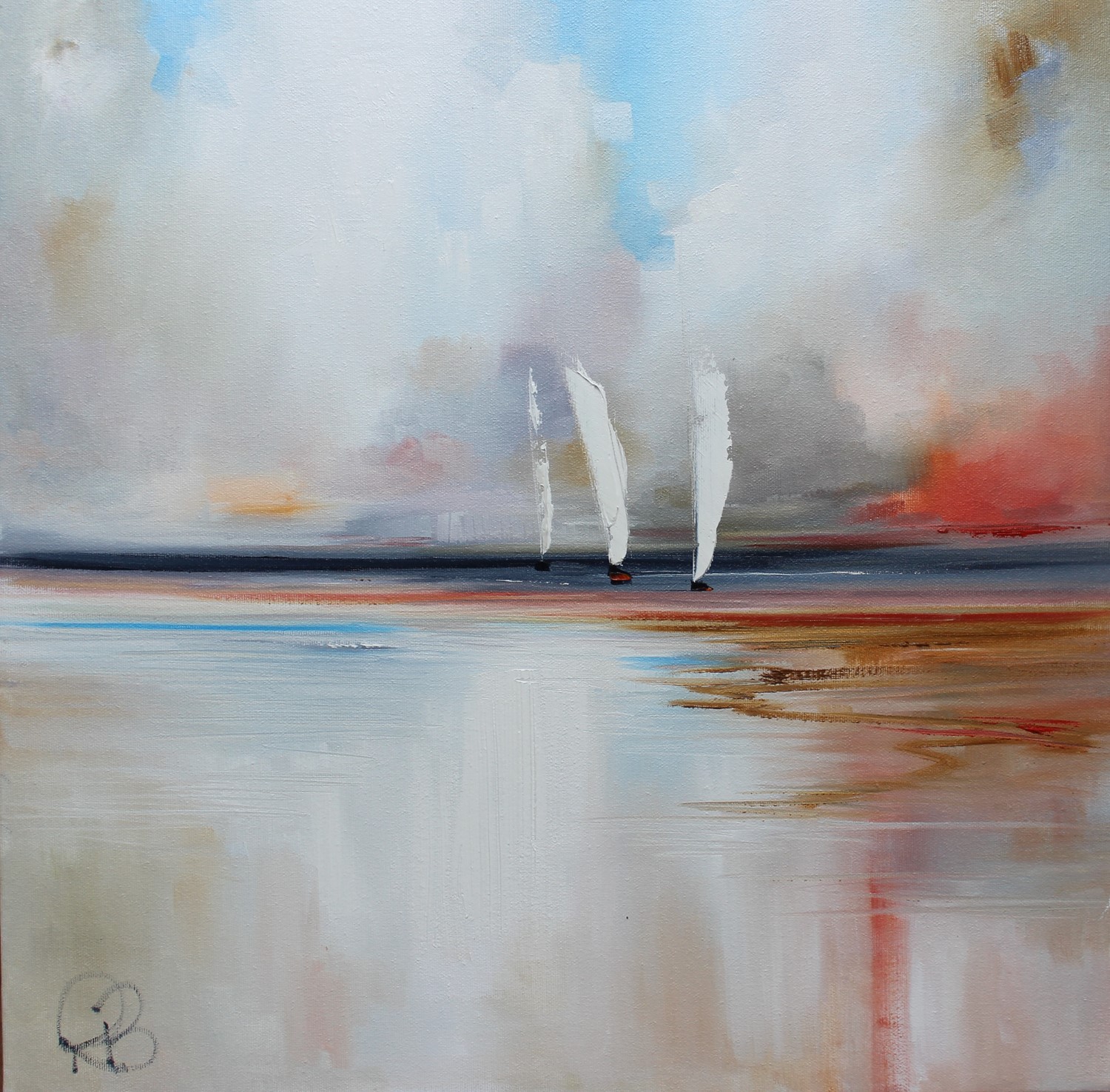 'Three sails as night falls' by artist Rosanne Barr